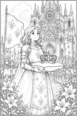 Jeanne d’Arc avec couronne royale – Cathédrale médiévale PDF