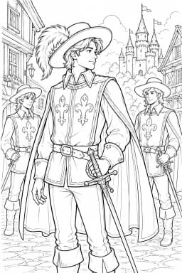 Coloriage Mousquetaire Royal – Héros Médiéval à Imprimer