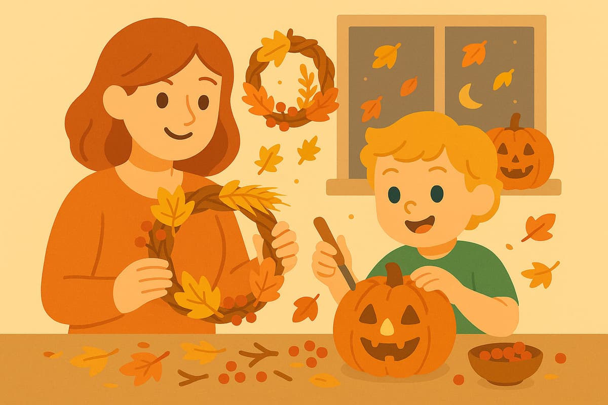 Bricolages de couronnes et lanternes d’automne