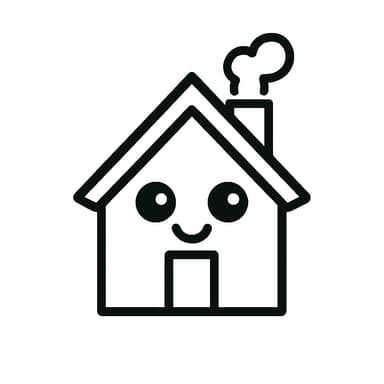 Maison avec toit pointu et cheminée fumante