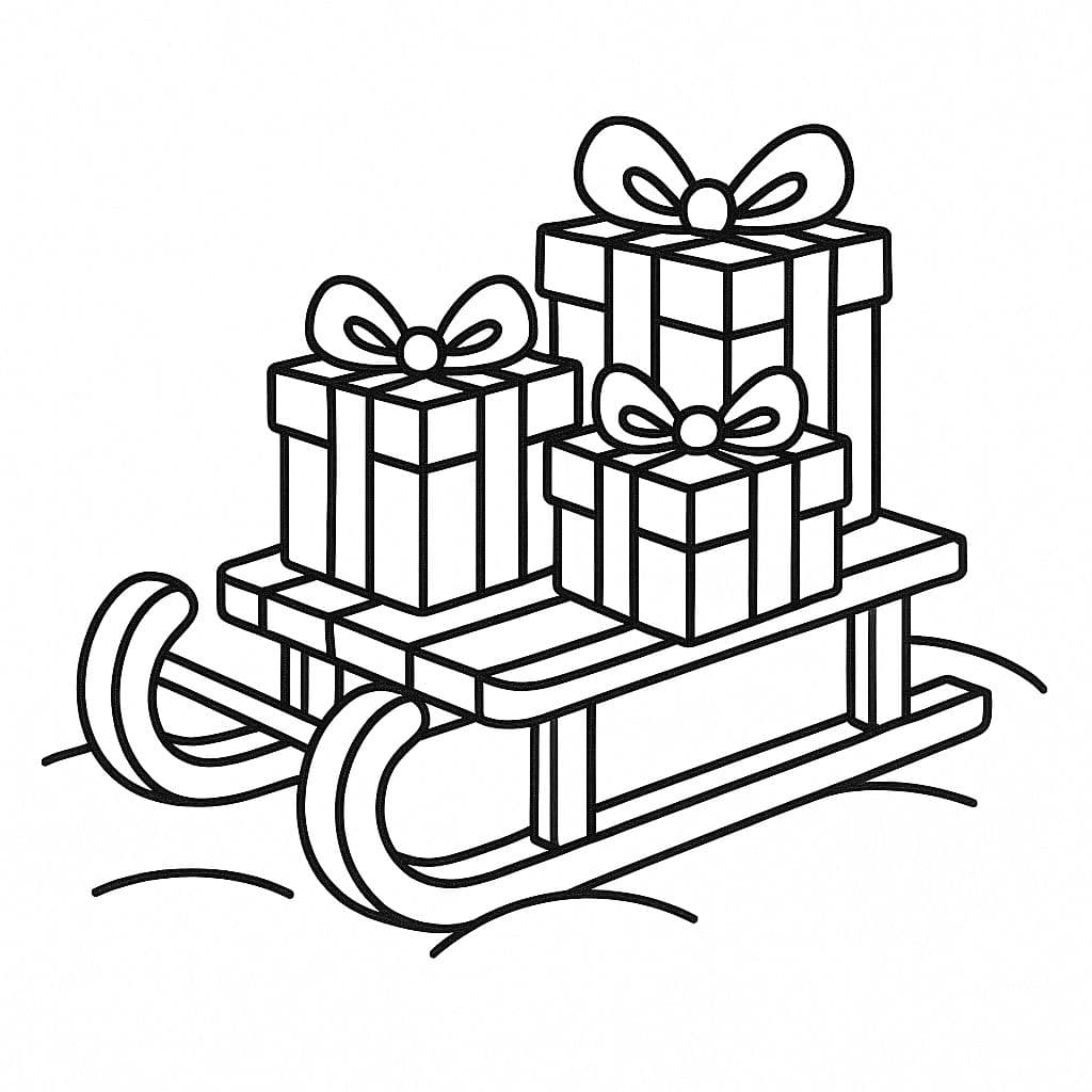 Luge chargée de cadeaux