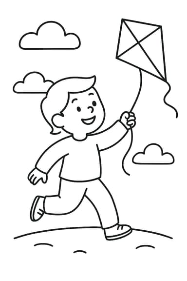 Enfant faisant voler un cerf-volant