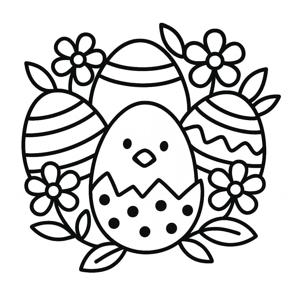 Œufs décorés et fleurs