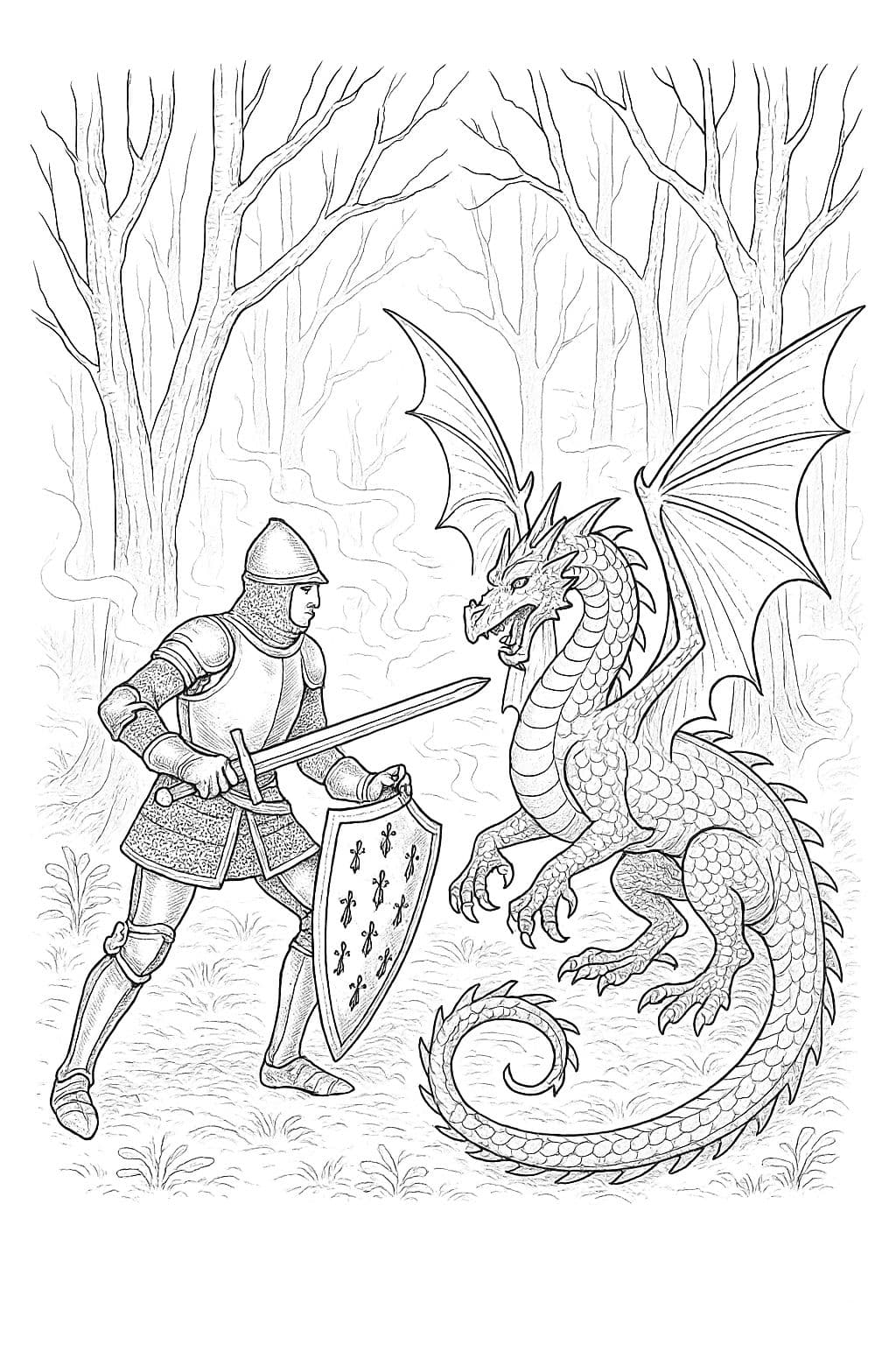 Chevalier et le Dragon de Brocéliande
