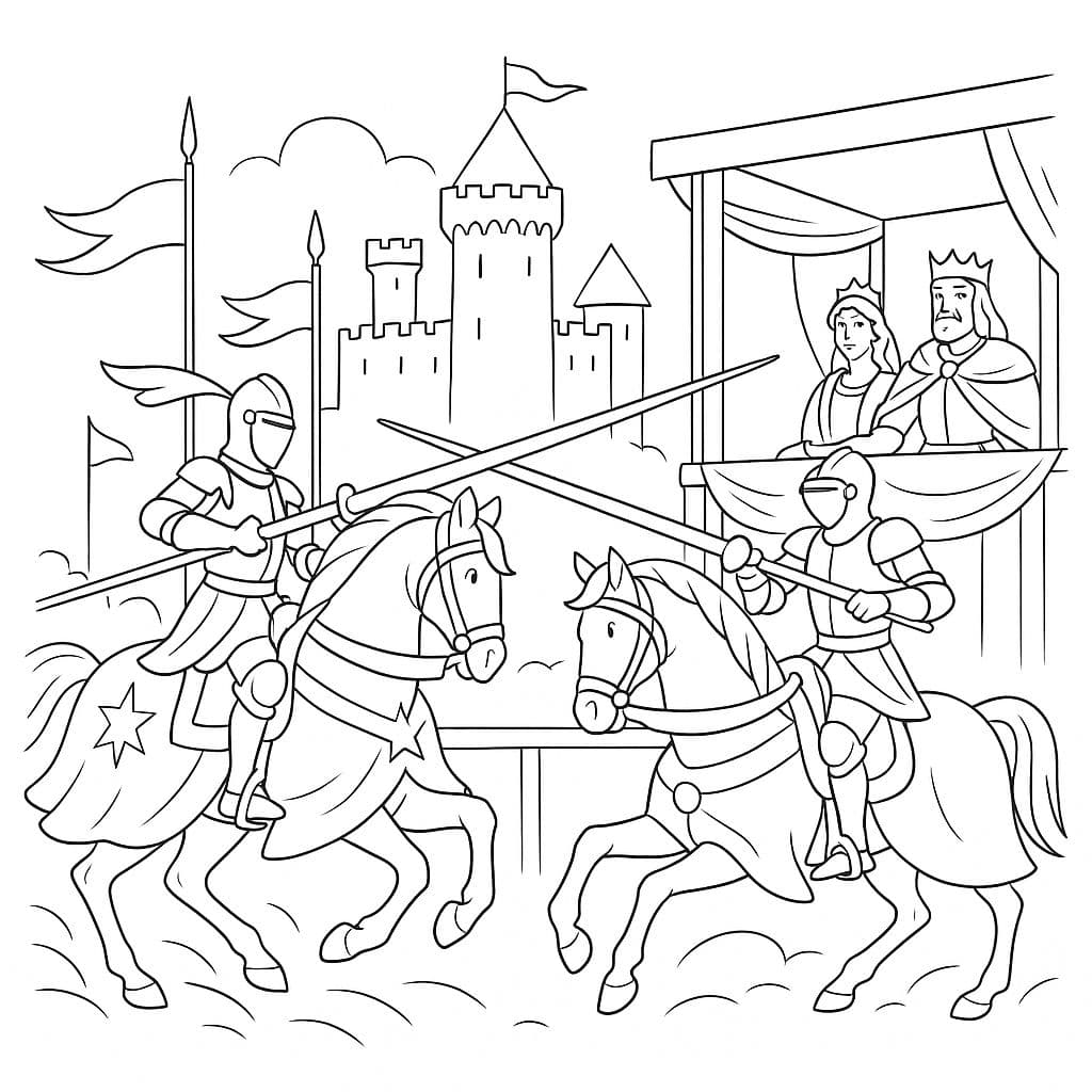 Chevaliers du Moyen Âge lors d’un tournoi royal
