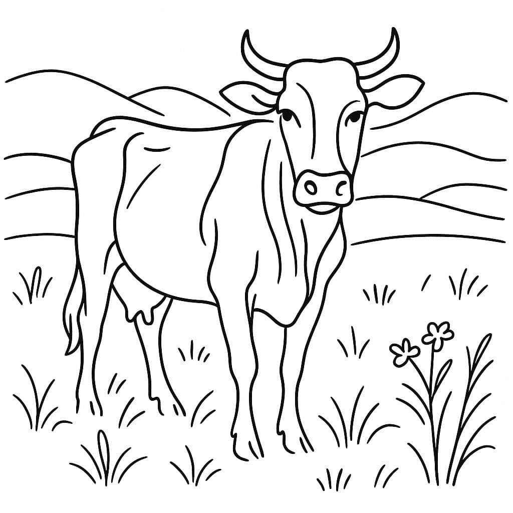 La vache paisible dans la prairie