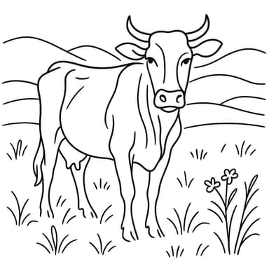 La vache paisible dans la prairie