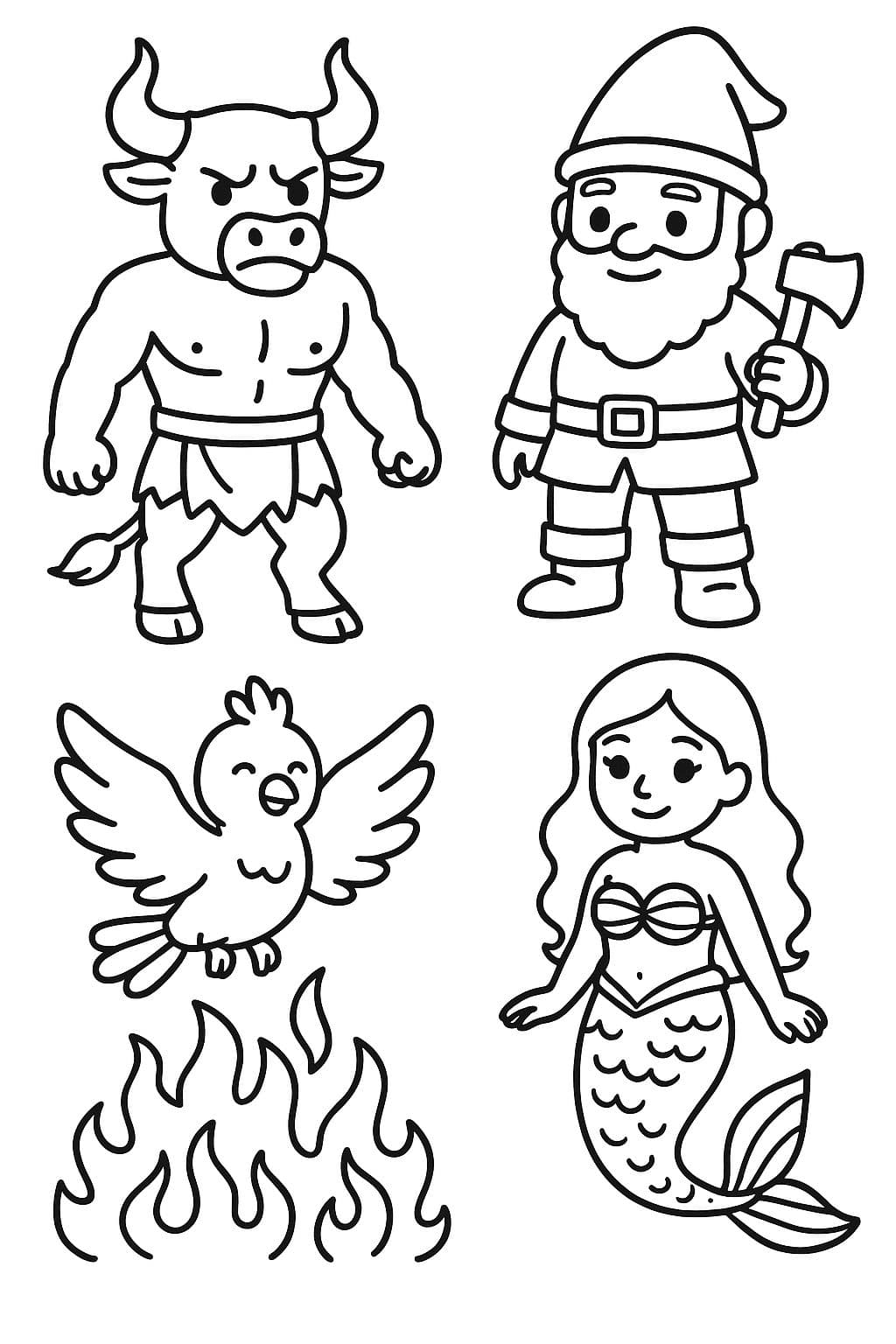 Minotaure, Phénix, Sirène, Nain