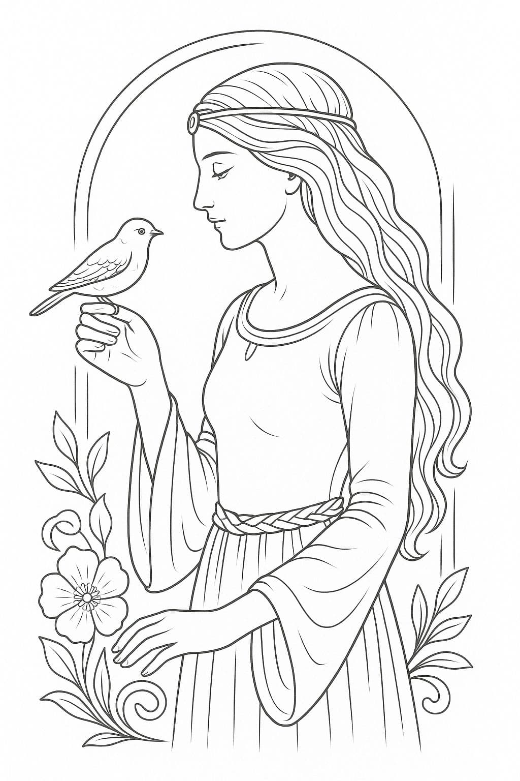 Profil Médiéval Féminin – Oiseau sur la Main