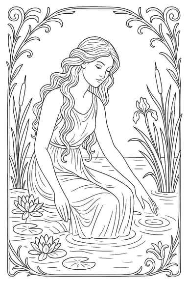 Ondine rêveuse au bord de l’étang