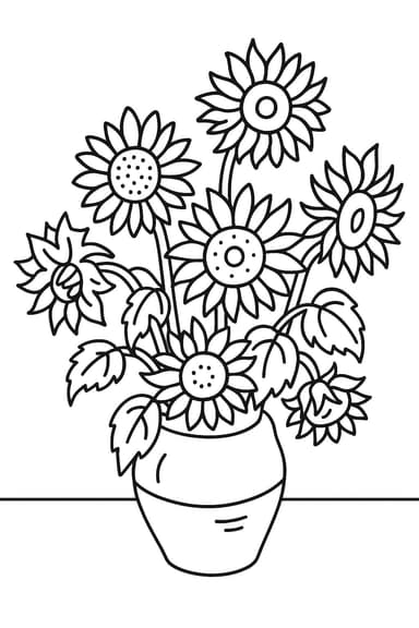 Coloriage artistique – Tournesols de Van Gogh