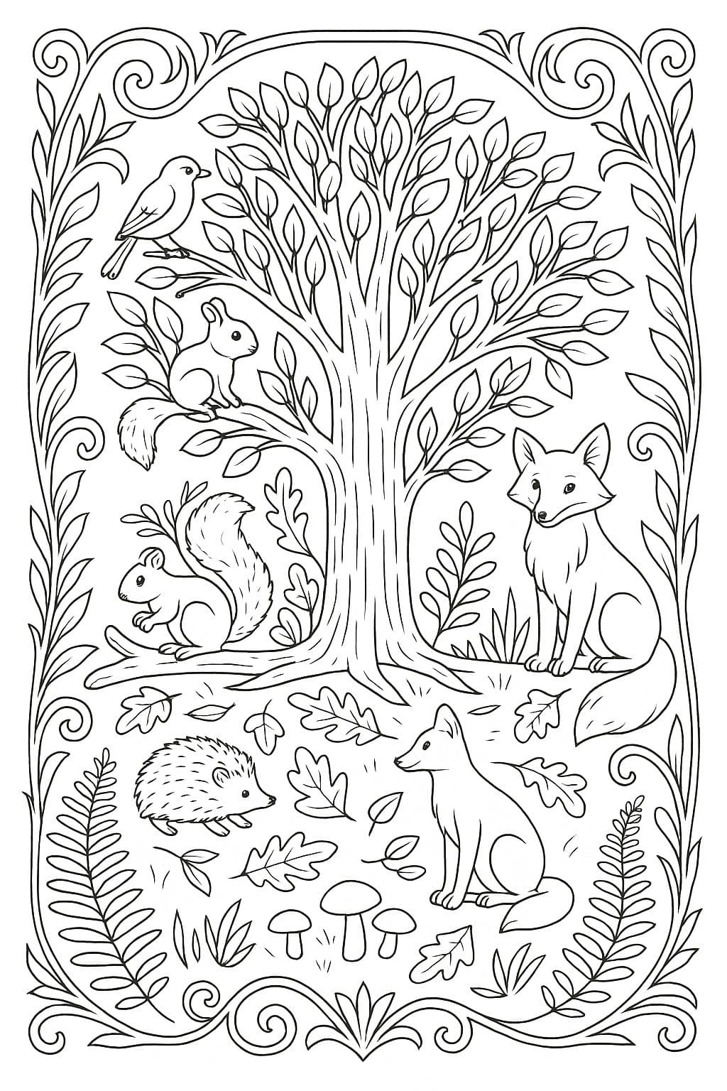 Forêt tempérée – Coloriage écosystème à découvrir