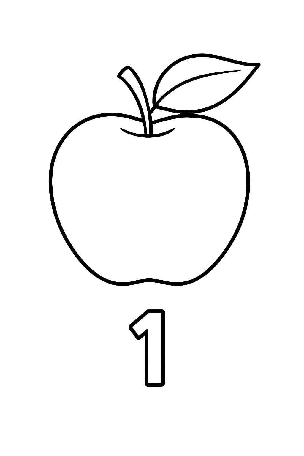 Une pomme à colorier – J’apprends à compter jusqu’à 1