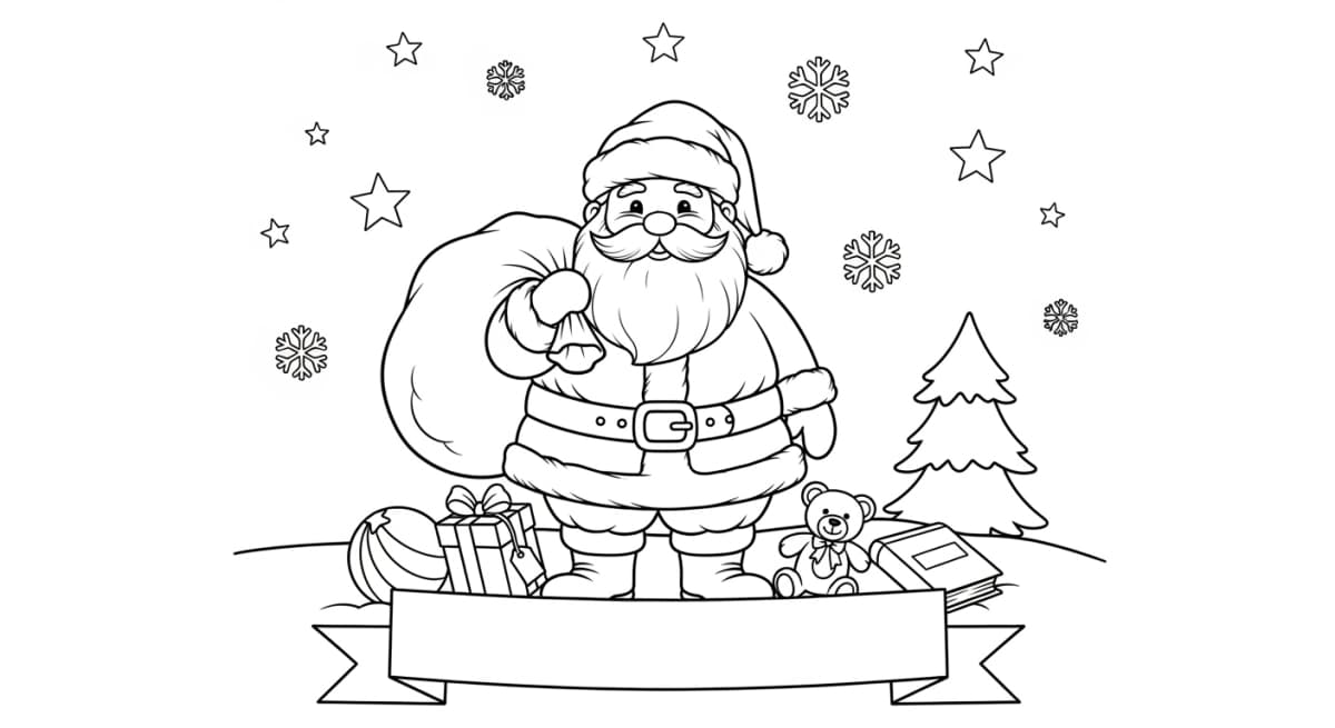 Père Noël avec sa hotte