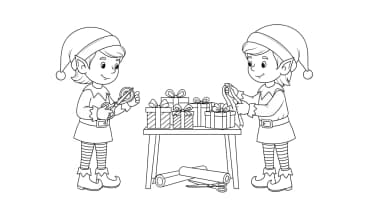 Les lutins qui emballent les cadeaux