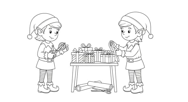 Les lutins qui emballent les cadeaux