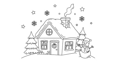 La petite maison de Noël sous la neige