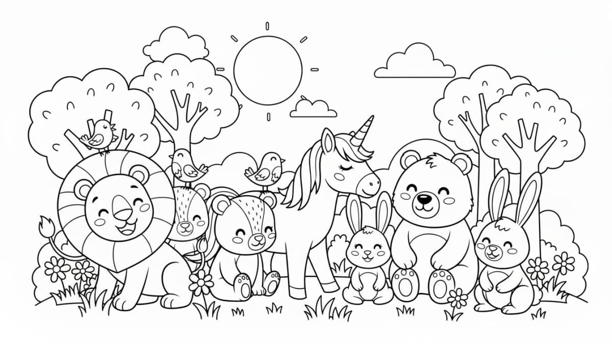 Animaux mignons à colorier (tout-petits)