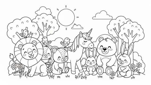 Animaux mignons à colorier (tout-petits)