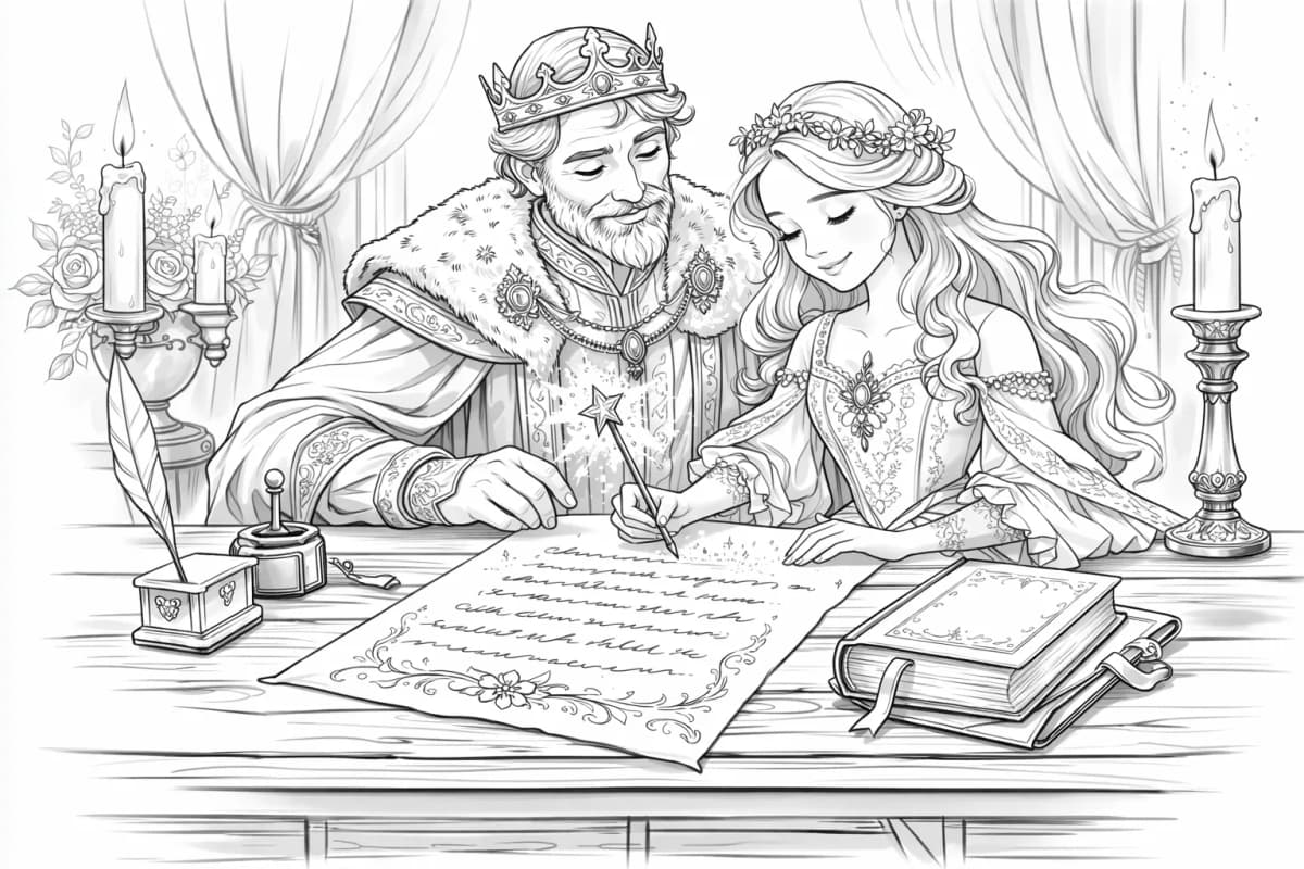 Le Prince Chéri – Le roi et la signature du parchemin