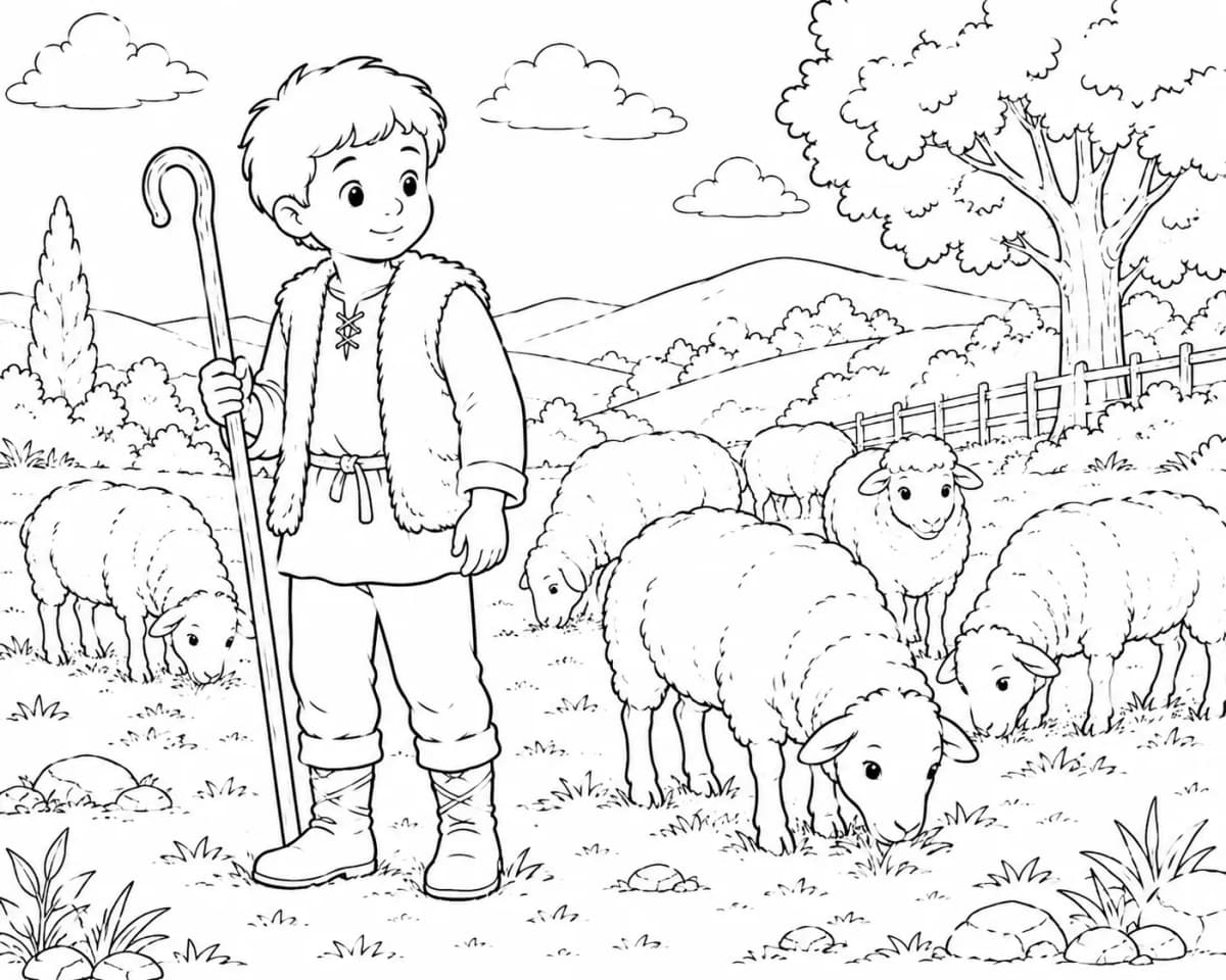 Fatal berger et ses moutons — Coloriage de campagne