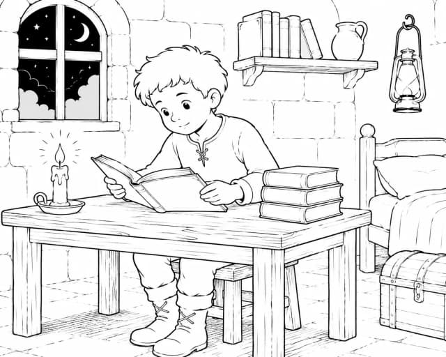 Fatal lit à la chandelle — Coloriage ancien