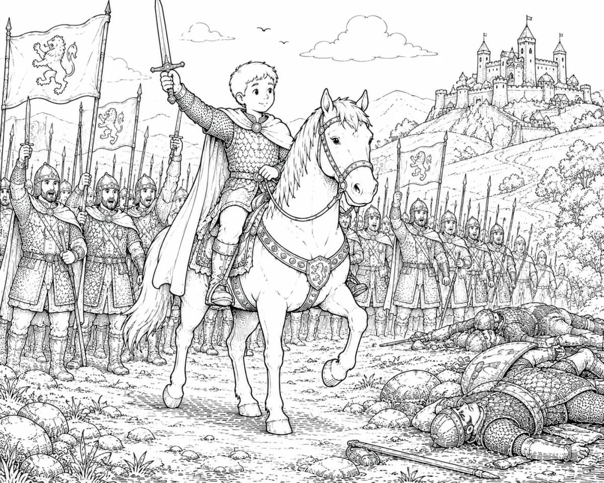 Le général victorieux — Coloriage médiéval