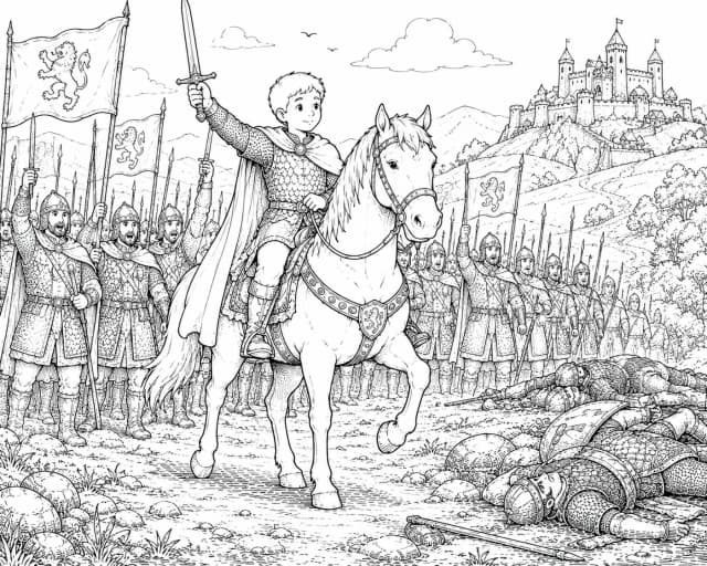 Le général victorieux — Coloriage médiéval