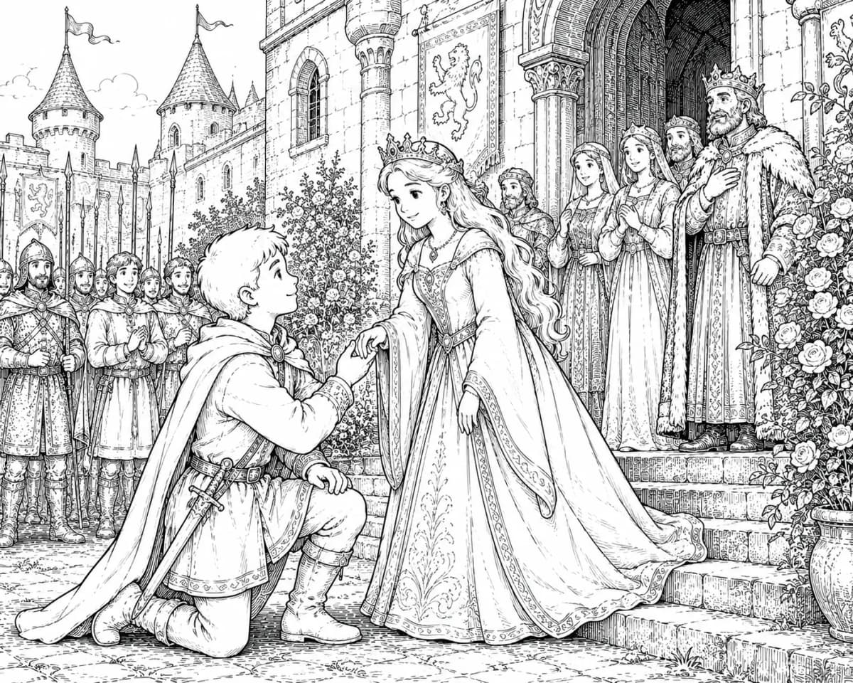 Fatal et la princesse Gracieuse — Coloriage de château