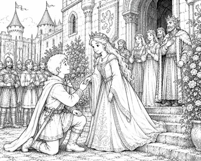 Fatal et la princesse Gracieuse — Coloriage de château