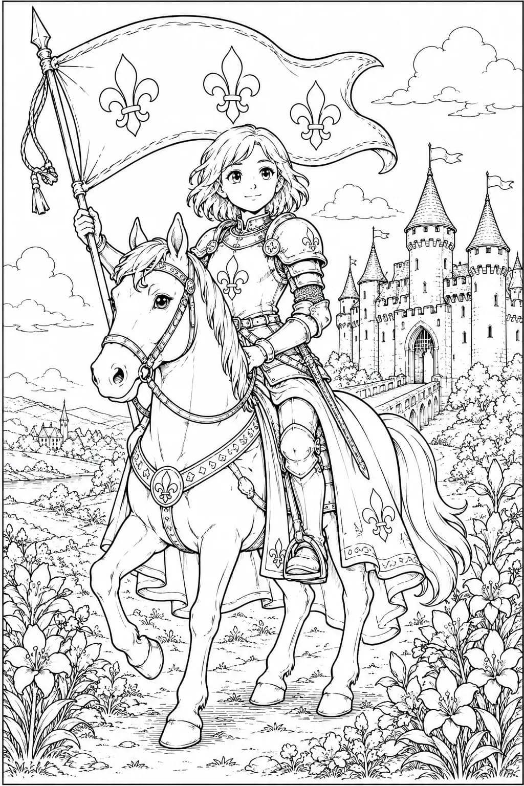 Jeanne d’Arc à cheval – Chevalier médiéval