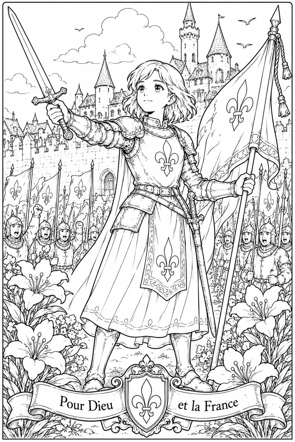 Jeanne d’Arc devant château fort