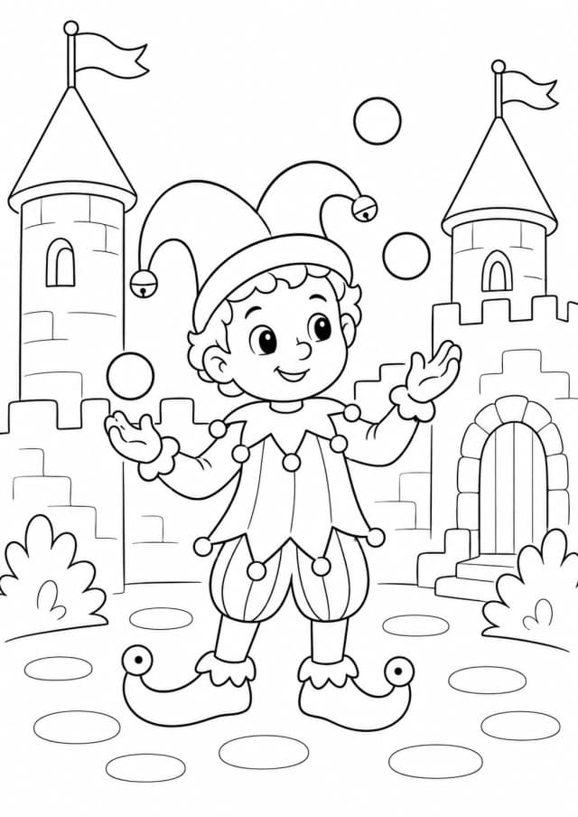 Coloriage fou du roi jongleur à imprimer