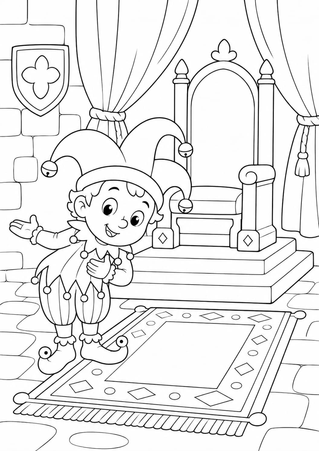 Coloriage fou du roi dans la salle du trône