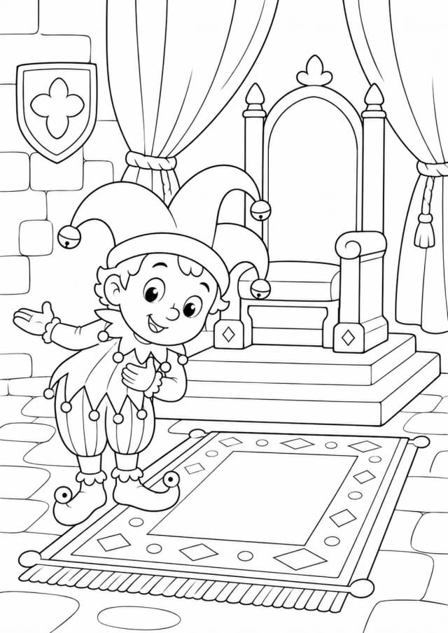 Coloriage fou du roi dans la salle du trône