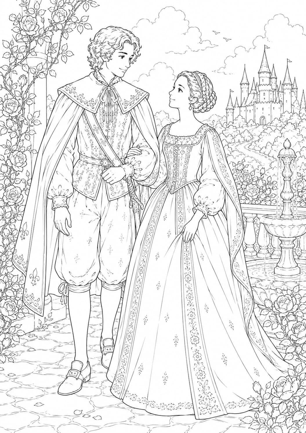 Le prince Charmant et Vraie-Gloire au jardin