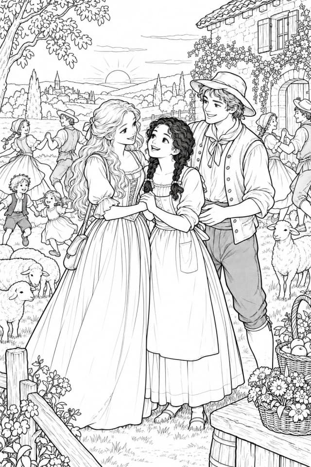 Coloriage de fête à la ferme